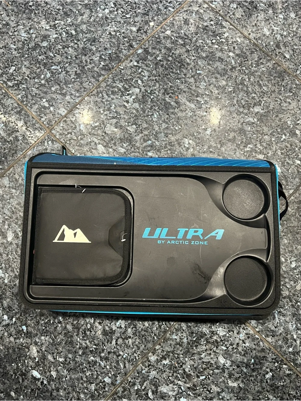 Ultra Black & Blue Travel Lap Tray with Cup Holders